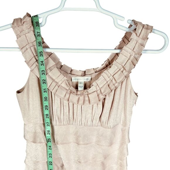 Ruffle Tiered Sleeveless Blush Pink Womens 4 Easter Spring Dress By London Times - Picture 12 of 15